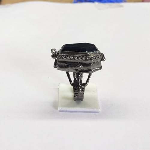 Black Onyx Coffin Poison Ring, Skeleton Coffin Design,Snake Bazel Compartment Poisons Box, Handmade Poisoner Ring, Boho Gift for Her