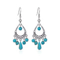coadipress Bohemian Turquoise Beaded Tassel Earring for Women Ethnic Chandelier Boho Beads Earrings Hollow Out Turquoises Beaded Statement Earrings Ethnic Style Jewelry Gifts - color: Turquoise Beaded Tassel
