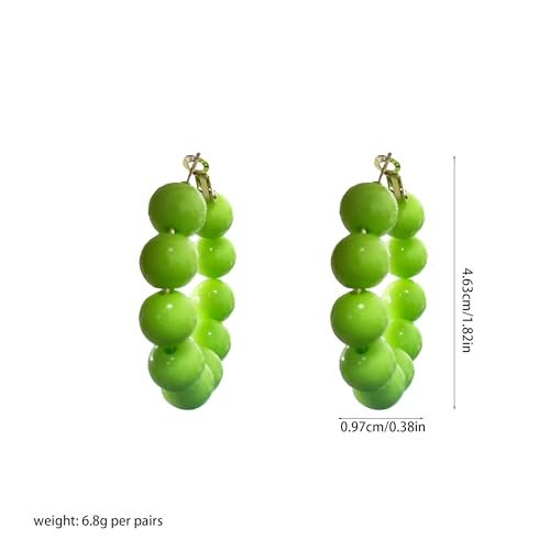 Summer Candy Colored Bead Earrings Lightweight Dainty Acrylic Geometry Hoop Earrings for Women Cute Boho Chic Handmade Jewelry - color: Green