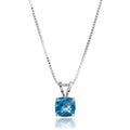 MAX + STONE 925 Sterling Silver Cushion Cut Birthstone Necklace for Women | 6mm Hypoallergenic Solitaire Necklace | Gemstone Pendant Necklaces with 18 inch Box Chain - color: London Blue Topaz