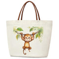 Canvas Tote Bag Aesthetic Tote Bag for Women Teens Reusable Grocery Shopping Bag With Handles Cute Animal Tote Bag - style: Monkey