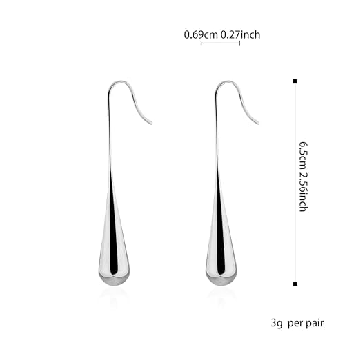Long Gold Earrings Dangle Drop For Women Fashion Simple Teardrop Big Earrings - color: Silver