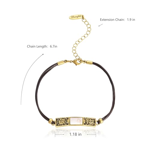 Montana West x Wrangler Faux Leather Wrap Bracelets for Women Western Country Bohemian Cowgirl Turquoise Dainty Jewelry - color: Gold-White
