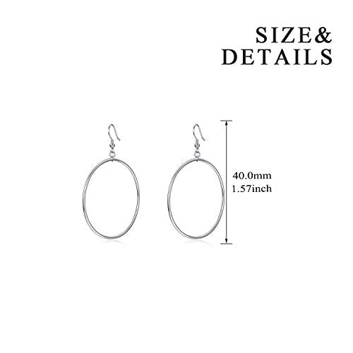 POPLYKE Sterling Silver/Rose Gold/Gold Plated Large Hoop Earrings Circle Dangle Drop Earrings for Women 40 50 60 70 80mm - color: silver hoop, size: 40mm