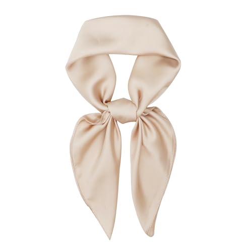 vimate Head Scarf for Women Hair 27'' Square Satin Silk Feeling Bnadana Neck Scarf Handbag Accessories Etc - color: C84#. Apricot