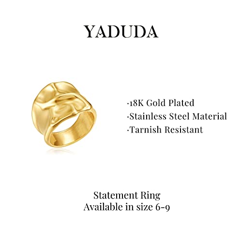 Gold Silver Rings Set for Women Chunky Statement Rings ZC Dome Evil Eye Croissant ring Thick 18K Gold Plated Band Rings - color: Chunky, size: 7