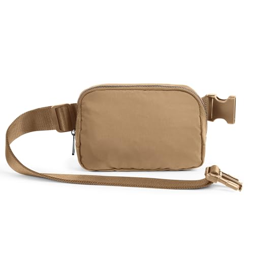 ODODOS Unisex Mini Belt Bag with Adjustable Strap Small Fanny Pack for Workout Running Traveling Hiking, Caramel - color: Caramel