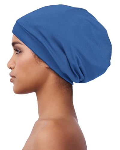 Alnorm Jersey Sleep Cap Girls Breathable Slouchy Beanie Ocean Blue - color: Ocean Blue
