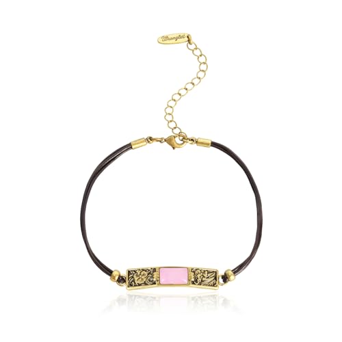 Montana West x Wrangler Faux Leather Wrap Bracelets for Women Western Country Bohemian Cowgirl Turquoise Dainty Jewelry - color: Gold-Pink