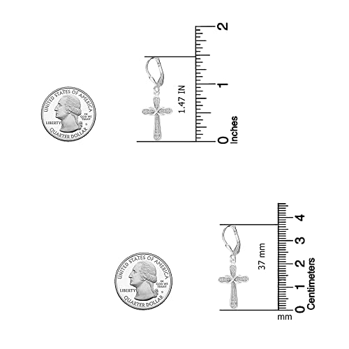LeCalla 925 Sterling Silver Leverback Drop Earrings | Lightweight Celtic-Knot Filigree Heart Teardrop Dangle Earring for Women's Gift for Her - color: Zirconia Infinity Cross