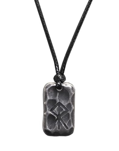Ankiyabe Stainless Steel Norse Viking Rune Pendant with Adjustable Braided Rope Good Luck/Love/Strenght/Health Viking Symbol Necklace for Men Women - color: COURAGE