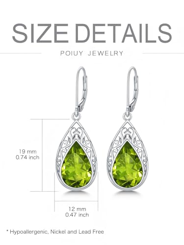POIUY Gifts for Women Hypoallergenic Teardrop Filigree Birthstone Leverback Dangle Earrings 18K White Gold Fashion Jewelry Anniversary Wedding Birthday Gifts for Women Daughter Sister Girlfriend Wife - style: 8-August Birthstone Earrings
