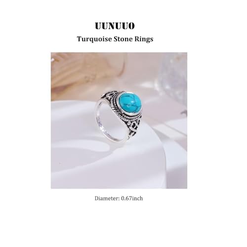 Turquoise Ring Handmade Boho Vintage Statement Thumb Knuckle Ring Western Country Concert Jewelry Gift for Women Wife Mom Sister Friend