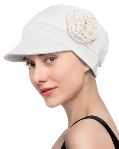 Hachapy Soft Newsboy Cap for Women Slip on Headwear Summer - color: White