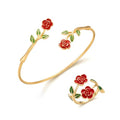 Caiyao 2Pcs Adjustable Sunflower Open Cuff Bangle Bracelets Ring Gold Tone Enamel Daisy Flower Floral Upper Arm Armband Bracelet for Women Boho Summer Inspired Floral Jewelry Gifts - style: StyleD