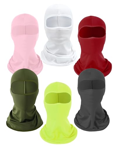 Xeoxarel 6 Pack Balaclava Ski Mask for Men/Women, Full Face Cover - color: 6 Pack Ski Mask - White, Red, Olive Green, Pink, Neon Yellow, Grey