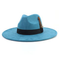 LIDHAY Big Wide Brim Fedora Hats for Women Men Western Suede Hat Panama Hat Outdoor Hats - color: Blue
