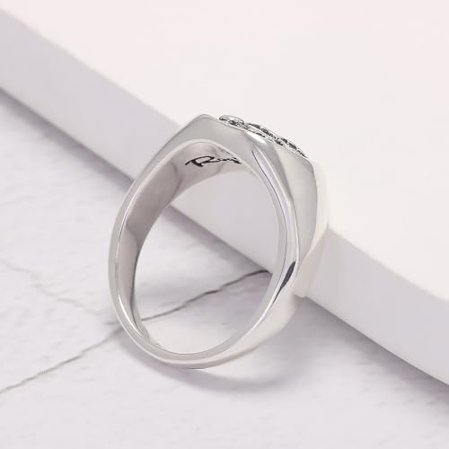 925 Sterling Silver Chunky Signet Rings for Men Women Coin Ring Mens Pinky Ring Engraved Sun Tree Jewelry Size 6-13 - color: Silver