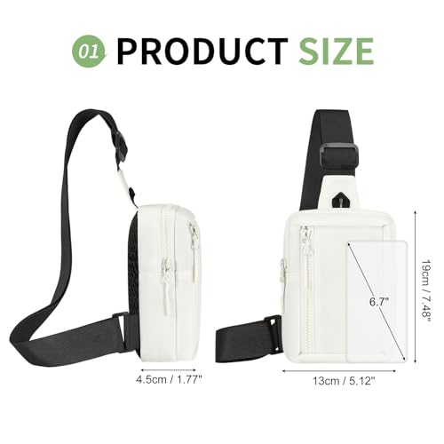 Mini Sling Bag for Men and Women, 7.5 Inch Small Anti Theft Crossbody Sling Backpack Nylon Chest Bag Fanny Pack for Travel Running Hiking (White) - color: White