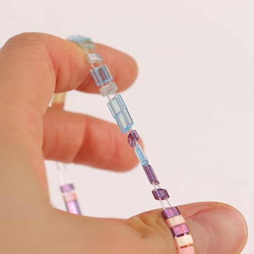 Sonateomber Tila Flat Beaded Stretch Bracelets for Women, Trendy Unique Colorful Square Beads Handmade Stack Bracelet Friendship Accessories Fashion Jewelry Gift - color: 0011B