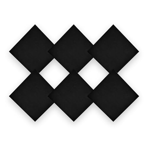 100% Cotton Bandana 27x27 Large Solid Head Scarf for Men Women Thick Opaque Reusable Wrapping Cloth Gift & Lunch - color: Black 6 Pack