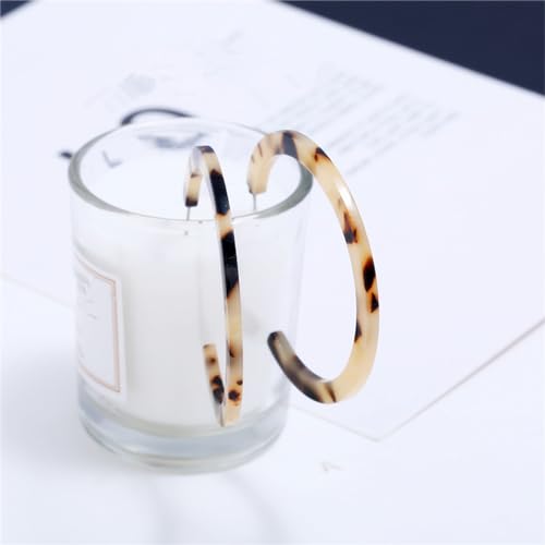 Boho Acrylic Hoop Earrings Bohemian Statement Colorful Acetate Lucite Tortoise Shell Resin Geometric Big Lightweight C Open Hoops Earrings for Women Prom Party Holiday Fashion Jewerly Gifts - color: Light leopard color