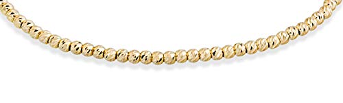 Miabella 925 Sterling Silver or 18K Gold Plated Diamond-Cut Adjustable Bolo 2.5mm Bead Ball Bracelet for Women, Made in Italy - color: yellow-gold-plated-silver