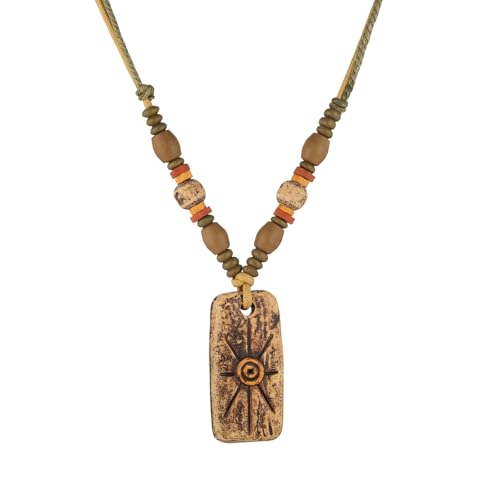 STWTR Bohemian Beaded Necklace Pendant for Women Men Retro Colorful Ceramic Pendant Handmade Ethnic Tribe Boho Jewelry Gift - color: Irregular-1