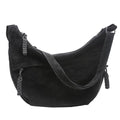 Women's Crescent Crossbody Bag – Large Capacity Suede Sling Bag, Travel Shoulder Bag for Women, Tote Purse - color: Black