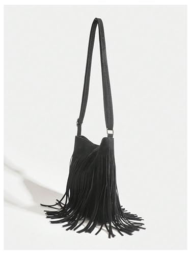 SweatyRocks Women's Fringe Western Crossbody Bags Tassel Shoulder Purses - color: Black