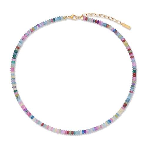 COAI Colorful Gemstone Necklace for Women, Vacation Jewelry Beaded Summer Necklace for Women - style: Beads Necklace