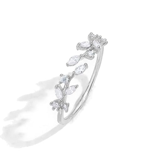 Dainty Rings Open Adjustable Ring Leaf Ring for Women Dainty Stackable Rings for Women - color: Silver