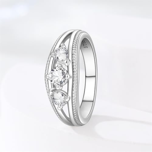 KUNSIR 925 Sterling Silver Rings Classic Cubic Zirconia Eternity Promise Statement Anniversary Wedding Bands Engagement Rings for Women Infinity Forever Love Ring Size 7-9 - style: Crystal Sugar Ring