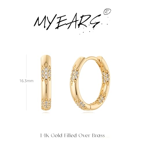 MYEARS Women Earrings Gold Huggie Hoop 14K Small Simple Hypoallergenic Everyday Jewelry - style: Flower