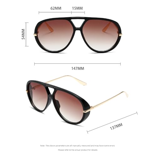 Trendy Oversized Pilot Sunglasses Women For Men Round Sun Glasses Vintage Big Frame Shield Shades Men Punk Sunglasses - color: C1