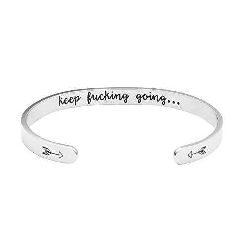 JoycuFF Funny Gifts for Women Birthday Gift Ideas Best Friend Bracelets Motivational Jewelry Inspirational Handmade Engraved Mantra Cuff Bracelet Personalized Christmas Graduation Gift