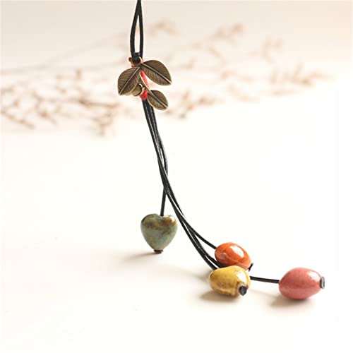 Pingyongchang H&Z Bohemian Colorful Ceramic Beads Lariat Necklace, Hippie Moon Stars Ceramic Tassel Beaded Jewelry Gifts for Women - color: colourful