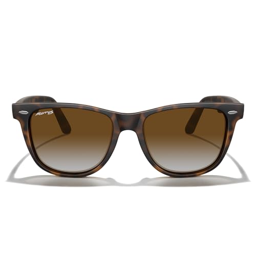 MERRY'S Classic Square Shape Polarized Sunglasses for Womens Mens Retro Designer UV400 Sun Glasses S6140 - color: Matte Leopard Frame/Brown Gradient Lens