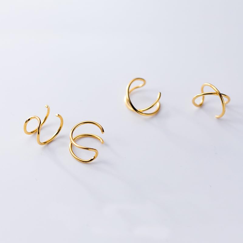 Ear Cuffs Non Piercing Sparkly Cuffs for Women Non Piercings Hypoallergenic Fake Piercings Sparkle Clip On Earrings Bling Cartilage Earring Ear Cuff Earrings for Women Dainty Earring - style: 2 - G 2PCS