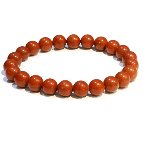 ANAYA AGATE Healing Crystal Bracelet for Women and Men – 8mm Round Beaded Bracelet for Men and Women – Unisex Stretchy Gemstone Bracelet for Healing and Protection - color: Red Jasper