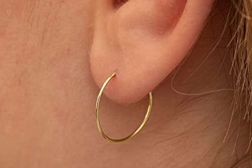 Gold Hoop Earrings Silver Hoop Earrings - Hoop Earrings For Women Two Pcs Of Thin Gold Filled Sterling Silver Hoops, Helix Hoop, Tragus Ring, Cartilage Hoop - color: Gold, style: 14mm 18 gauge / 1 pair