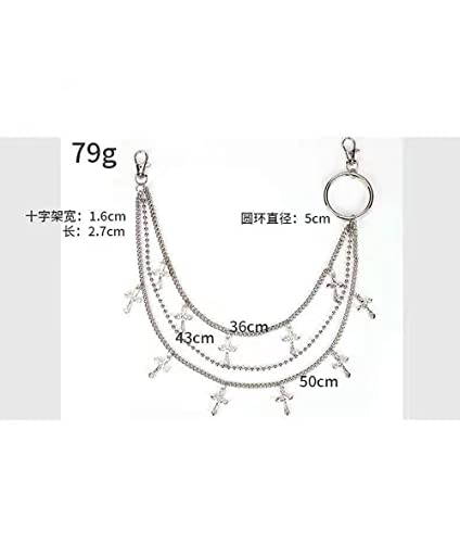 Pants Chain Wallet Chain Punk Chain Hip Hop Butterfly Lock Charm Jeans Chains Rock Chains for Women Men Hipster Women Fashion Trendy Waist Pants Chain Jewelry Clothing Accessories - color: E-cross
