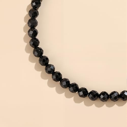Natural Gemstone Beads Bracelets Healing Crystal Stone Beaded Bracelet for Women Men Handmade Spiritual Jewelry Gifts - color: Obsidian, size: Faceted Round Beads