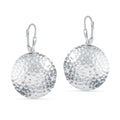 LeCalla 925 Sterling Silver Drop Earrings | Lever-Back Drop Earrings | Hypoallergenic Silver Teardrop Leverback Dangle Earring for Women Jewelry Gifts - color: Hammered Disc-38MM
