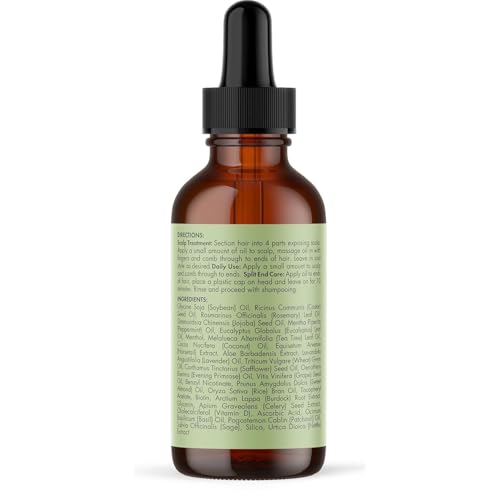 Mielle Organics Rosemary & Mint Hair Oil - Strengthening Biotin Oil Infused Frizzy & Damaged Hair Care - Split Ends & Dry Scalp Treatment to Support Longer, Healthier Strands, 2 Ounce