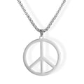 LIKGREAT Peace Necklace Peace Sign Symbol Pendant Necklace Box Chain Necklace for Women Men - color: silver