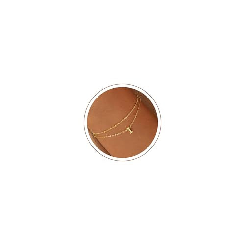 Turandoss Initial Bracelets for Mom Women, Dainty 18K Real Gold Plated Layered Letter A-Z Initial Bracelets Personalized 26 Alphabet Monogram Gold Bracelets for Women Birthday Jewelry Gifts Trendy - color: I