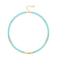CANEVINKA Bohemian Beaded Choker Necklace 18K Gold Plated Bead Pendant Necklace Vintage Handmade Jewelry for Women - style: Bamboo