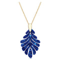 ARATLENCH Acrylic Pendant necklace Earrings – Long Statement Leaf Charm Necklace Tortoise Resin Palm Leaf Earrings Fashion Necklaces Earrings for Women - color: deep blue necklace