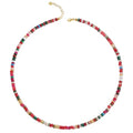 Beaded Gemstone Necklaces for Women Colorful Boho Choker Necklace Beauty And Spirit For Women (blue-silver) - color: mix-red